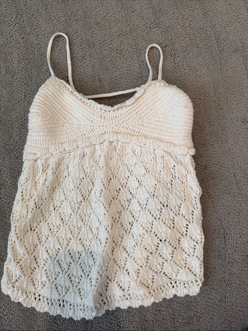 Crochet Knit Cream adjustable tank
